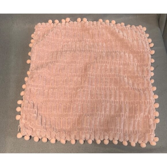 Pink Pom Pom Chenille Textured Pillow Cover 18"x18" Soft & Cozy set of 2 - Picture 7 of 12